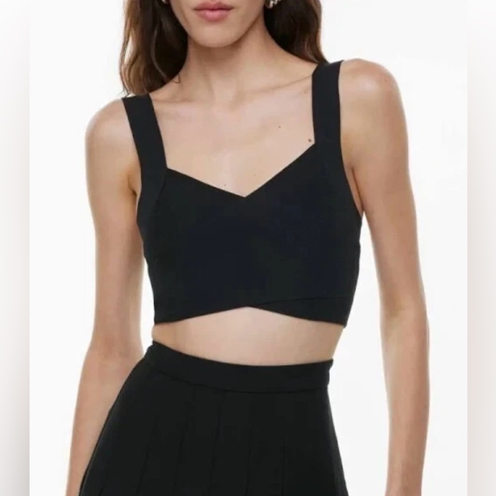Aritzia Babton Sculpt Knit Greek Crop Tank Black Size XS